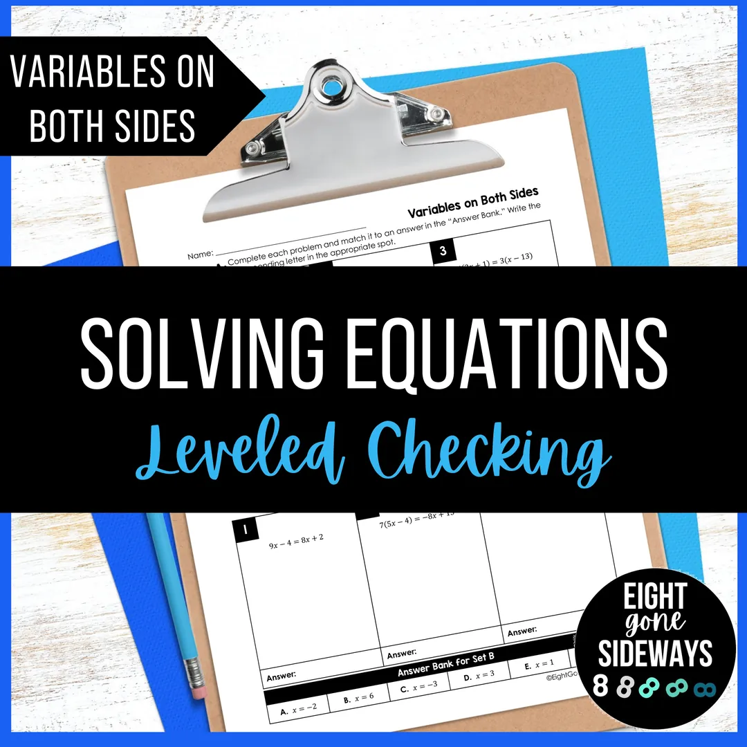 Equations with Variables on Both Sides – Leveled Set – cover