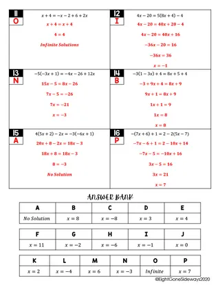 Solving Linear Equations – Solve & Match Worksheet – sample page 3