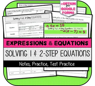 Solving One- & Two-Step Equations with Rational Numbers NOTES & PRACTICE – cover