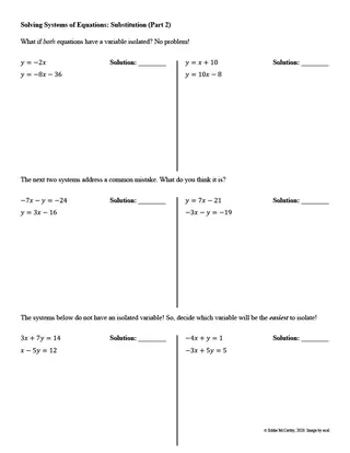 Solving Systems by Substitution Guided Notes + Homework Set – sample page 2