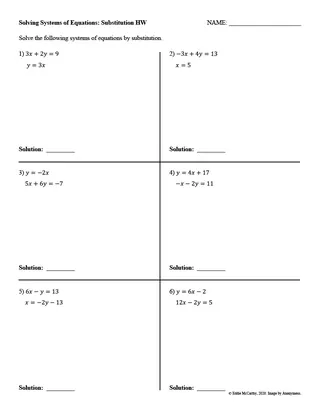 Solving Systems by Substitution Guided Notes + Homework Set – sample page 4