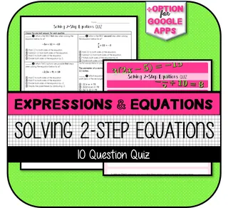 Solving Two-Step Equations QUIZ – cover