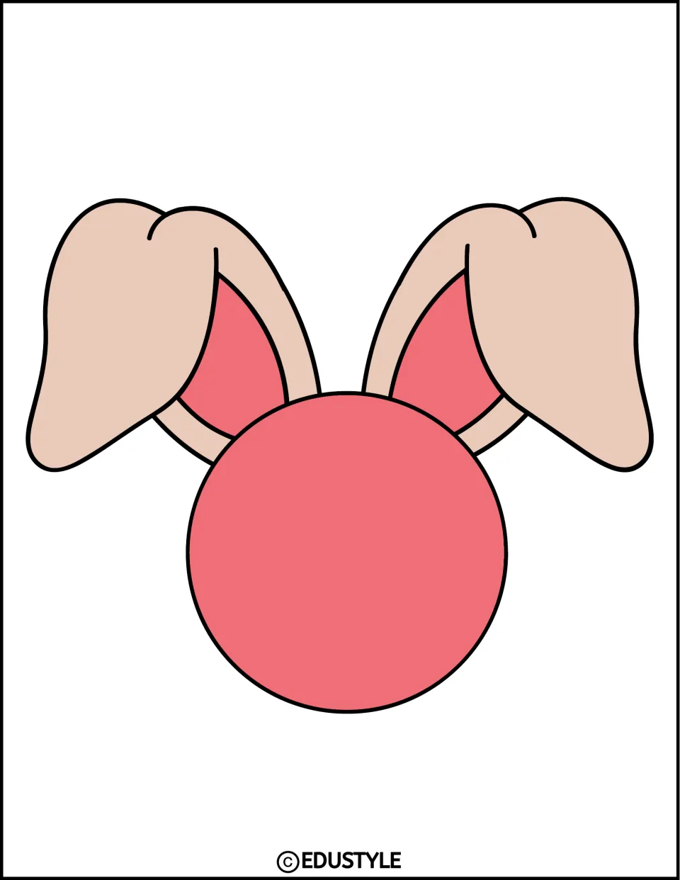 Bunny display piece with two floppy ears and a blank pink circle for the spring and Easter decor kit