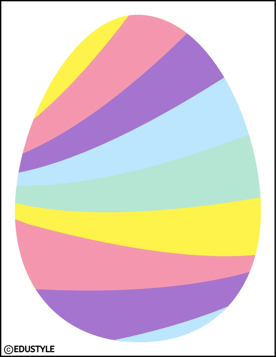 Single large Easter egg decoration with curved pink, purple, blue, mint, and yellow stripes for displays