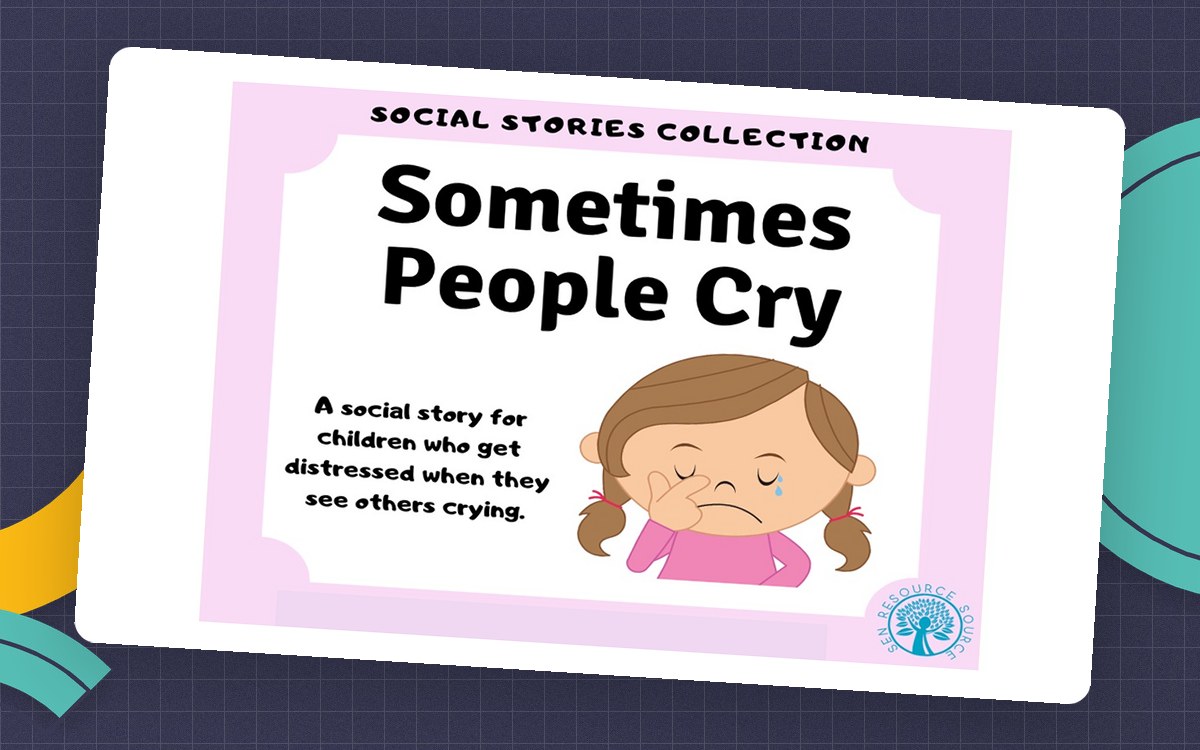 Sometimes People Cry social-story cover with an illustrated crying child.