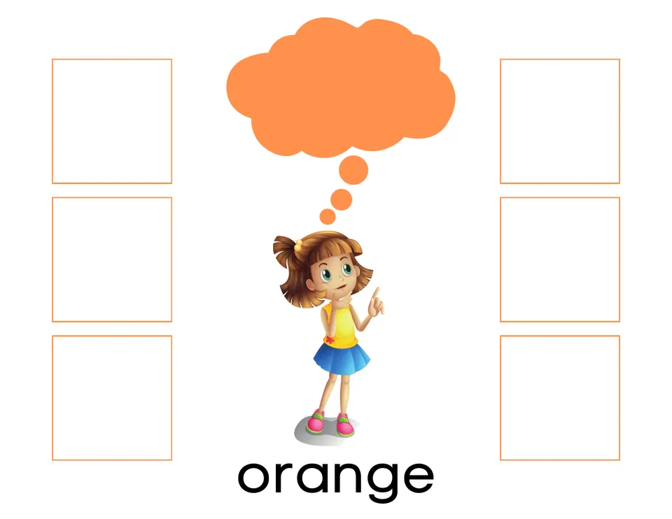 Orange sorting mat labeled 'orange' for matching six cards using color-only, color-and-word, or word cards