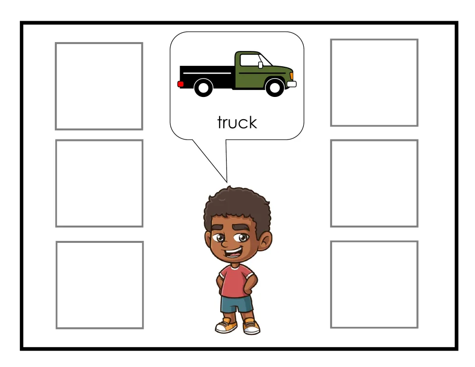 Truck category mat for non-identical transportation sorting, showing a green pickup labeled 'truck'