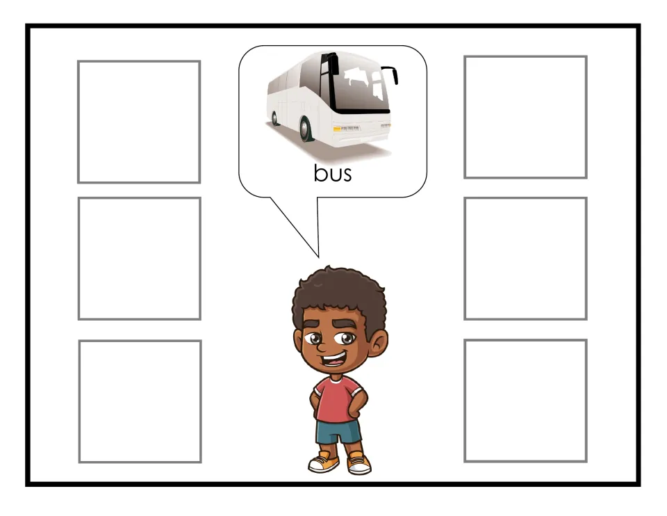 Bus category mat for non-identical transportation sorting, showing a white passenger coach labeled 'bus'