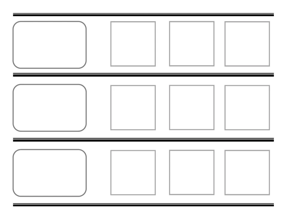 Blank sorting mat, page 2: three empty label spots, each with three spaces where students place matching cards