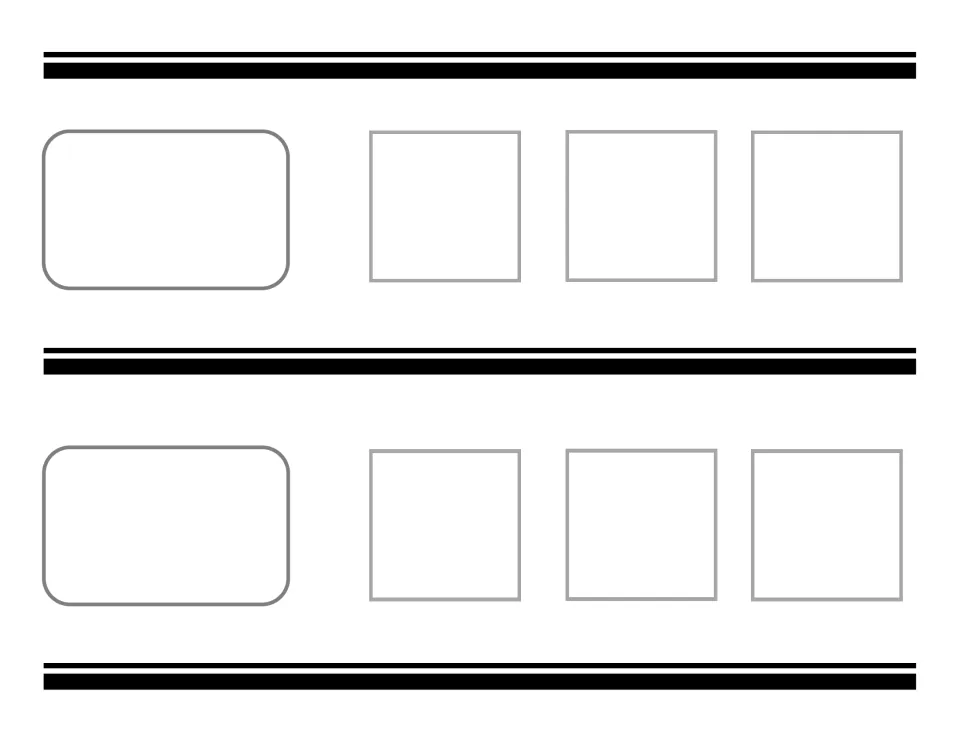 Two-category sorting mat, page 7: two empty label spots with three spaces each for sorting cards by a chosen attribute