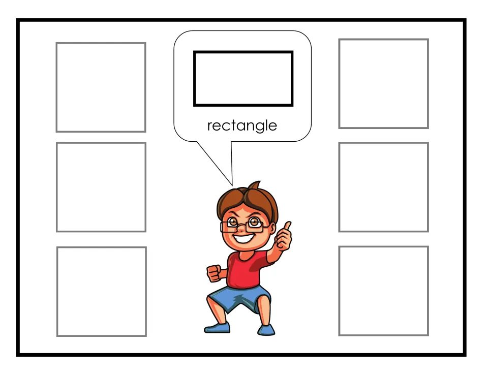 French shape-sorting mat for rectangle, featuring a rectangle outline as the shape to match when sorting
