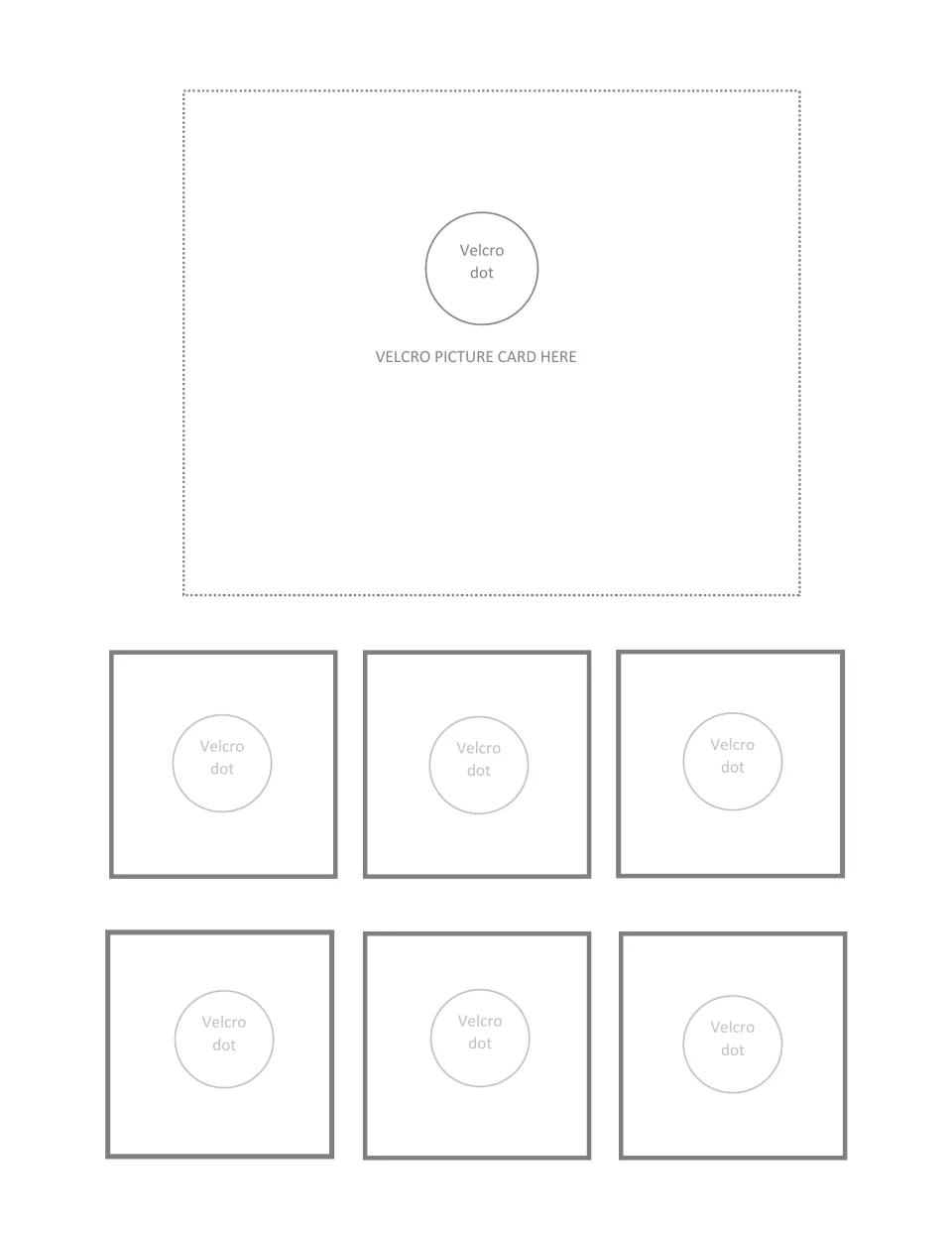 Sorting mat 5 of 9: students attach a picture card at the top, then find six different-looking objects of that kind