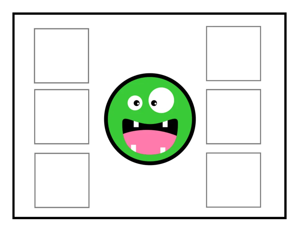 Green circle sorting mat featuring a face, used to match six identical picture cards in the errorless activity