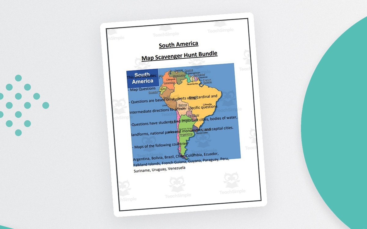 South America Map Scavenger Hunt Bundle preview