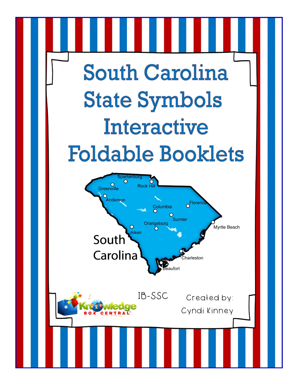 Cover: South Carolina State Symbols Interactive Foldable Booklets, with a city map of the state