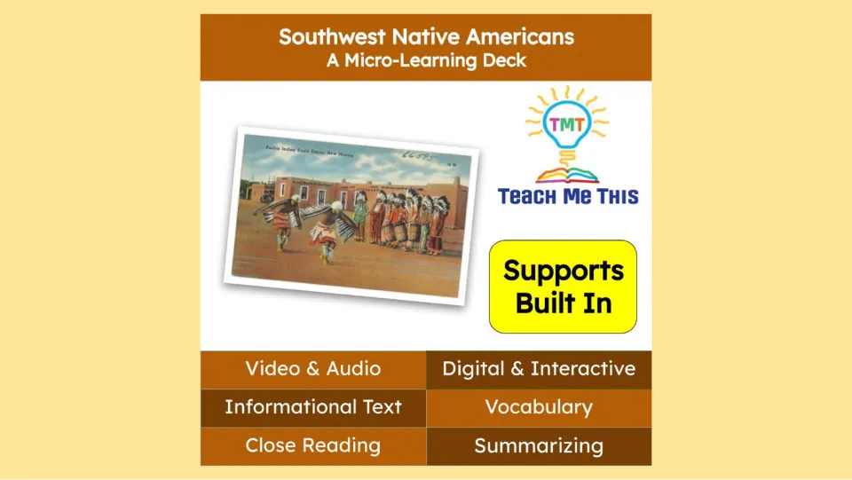 Cover of Southwest Native Americans, a micro-learning deck featuring video, audio, and reading activities