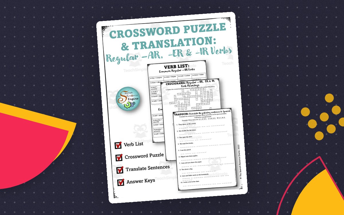 Spanish AR, ER, IR Regular Verbs – Activities Pack preview