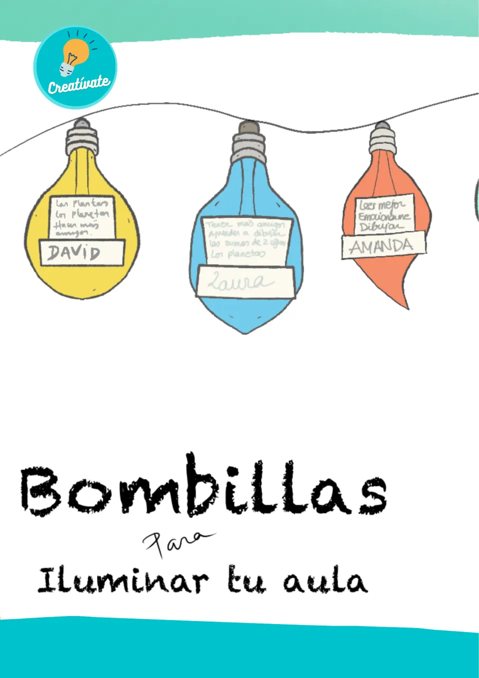 Cover of Bombillas para Iluminar tu Aula (Lightbulbs to Illuminate Your Classroom), showing student examples