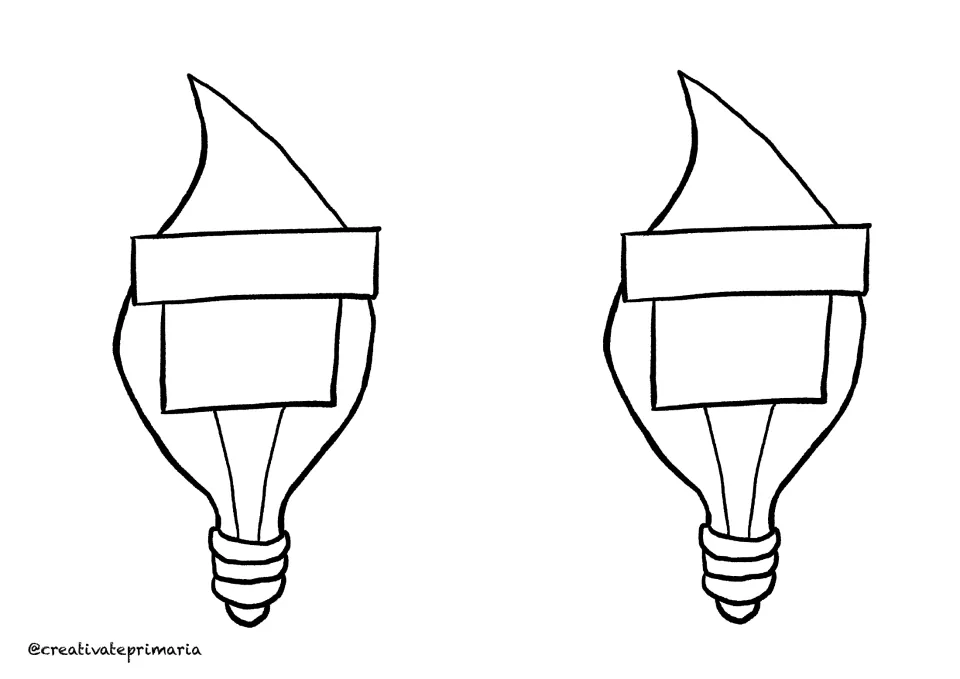 Two flame-shaped black-and-white lightbulb cutouts for students' names, favorite things, or classroom goals