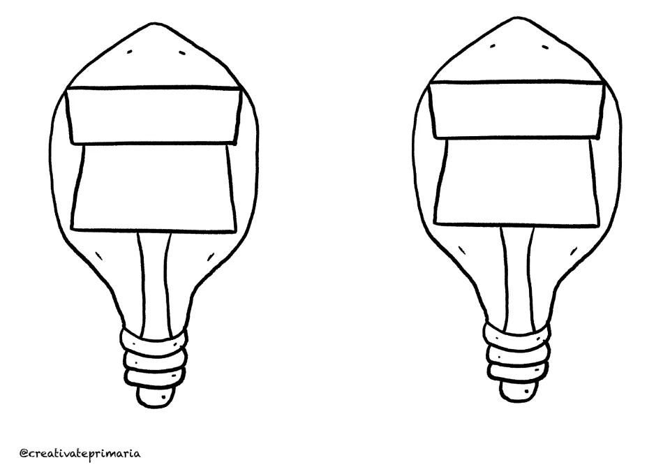 Two pointed black-and-white lightbulb cutouts for students to add names, favorite things, or classroom goals
