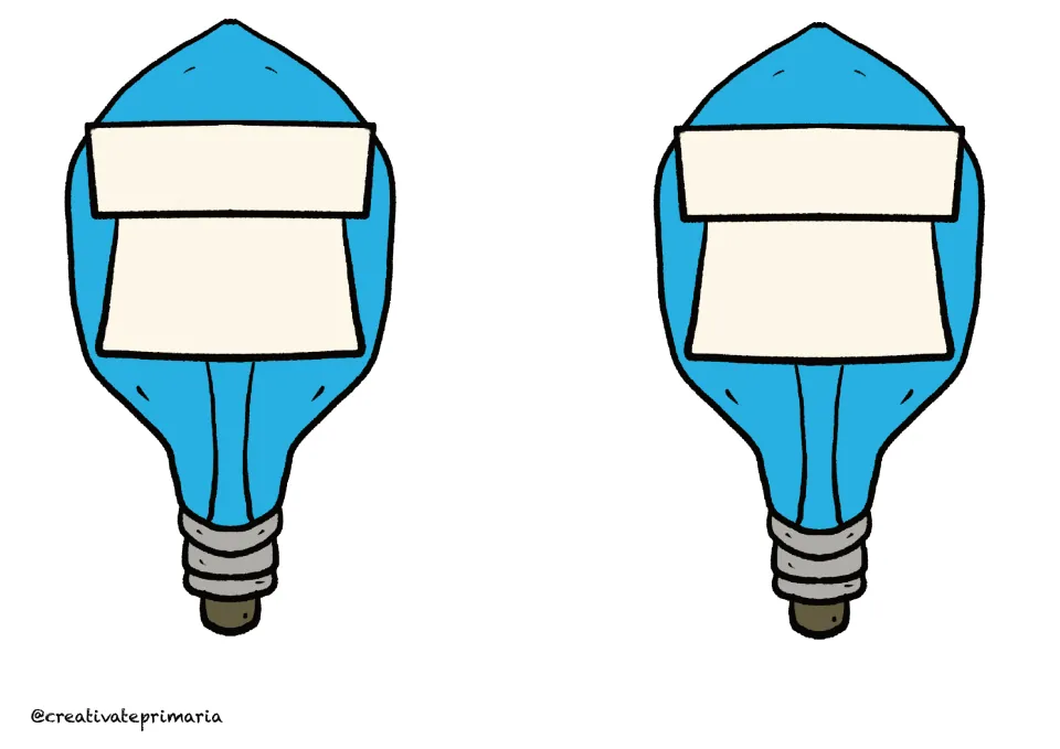Two blue pointed lightbulb cutouts for students to add their names, favorite things, or classroom goals