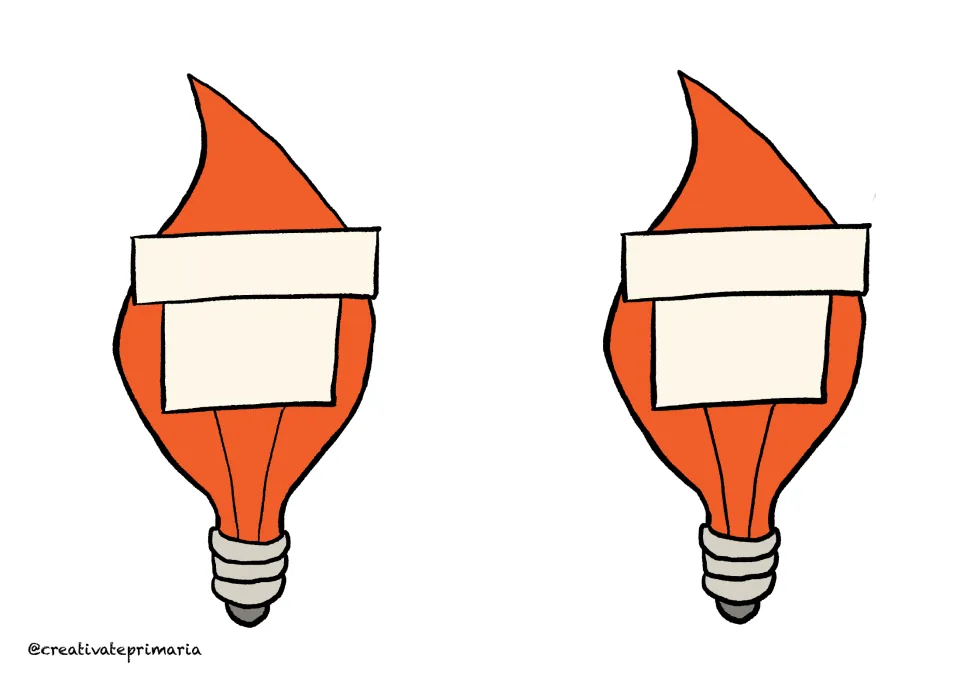 Two orange flame-shaped lightbulb cutouts for students' names, favorite things, or classroom goals