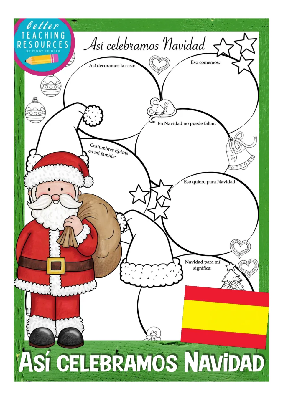 Cover of the Spanish Christmas writing resource: “Así celebramos Navidad” (How we celebrate Christmas).