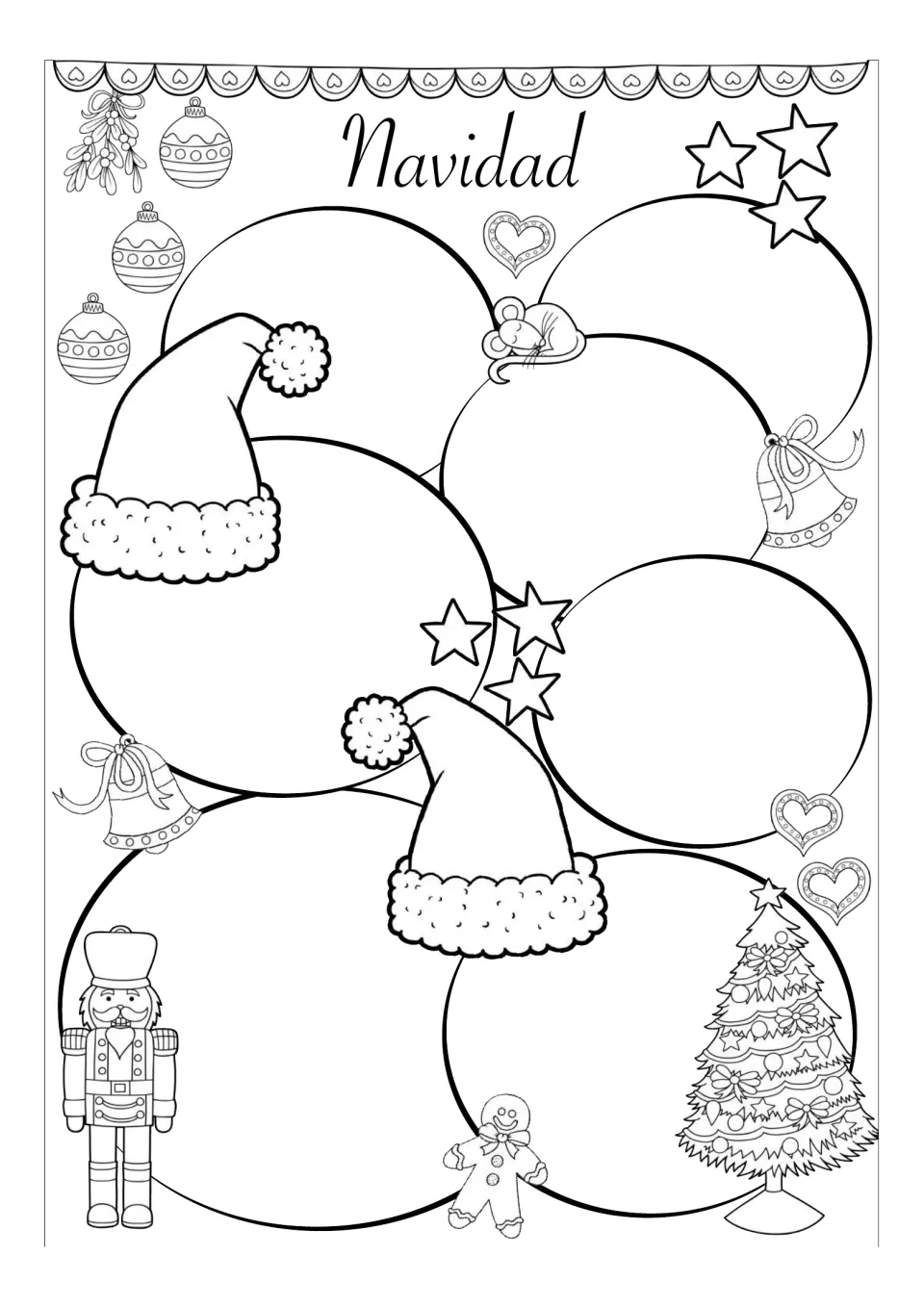 Blank Spanish Christmas writing and drawing template titled “Navidad” (Christmas), without preset prompts.