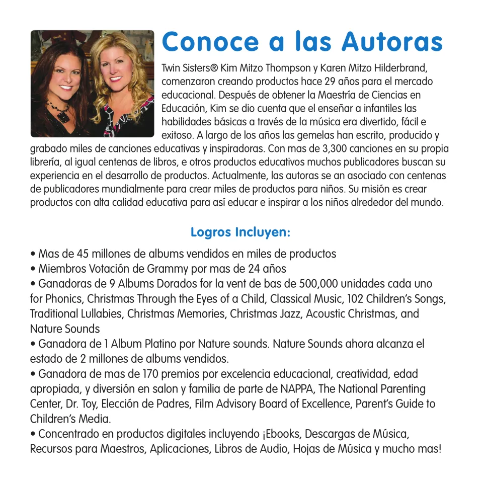 'Conoce a las Autoras' (Meet the Authors): Spanish bio of Kim Mitzo Thompson and Karen Mitzo Hilderbrand