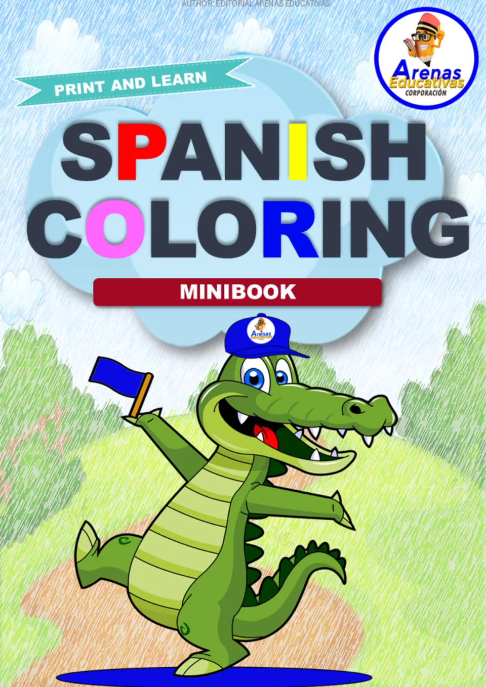 Cover of the Spanish llama coloring mini book, labeled 'Spanish Coloring Minibook' and 'Print and Learn'