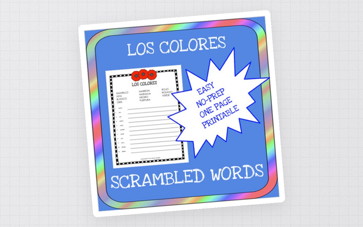 Spanish: Colors Scrambled Words Worksheet preview