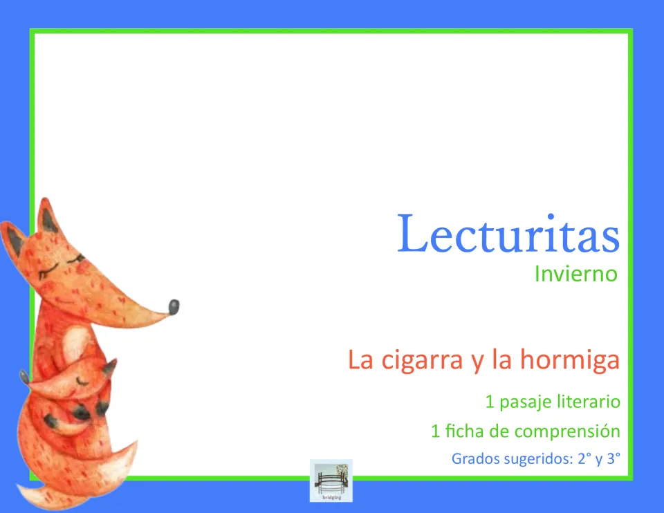 Cover of the Spanish reading packet La cigarra y la hormiga (The Cicada and the Ant), for grades 2 and 3