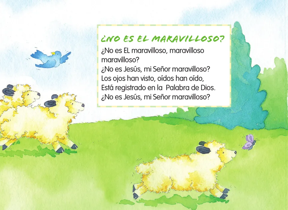Lyrics to '¿No es el maravilloso?' (Isn't He Wonderful?), including 'Está registrado en la Palabra de Dios'
