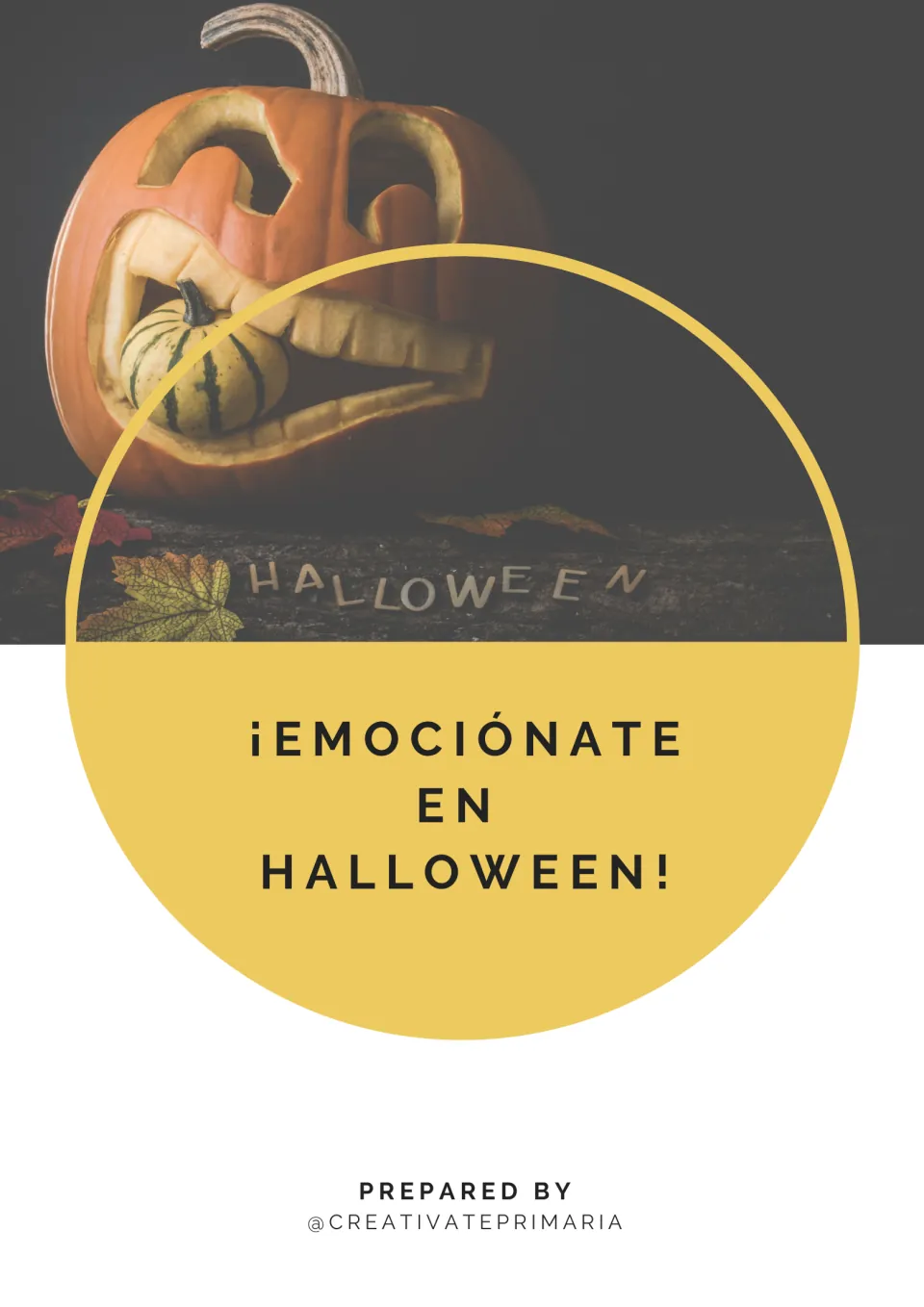 Cover of the Spanish emotional intelligence game ¡Emociónate en Halloween!, credited to @Creativateprimaria