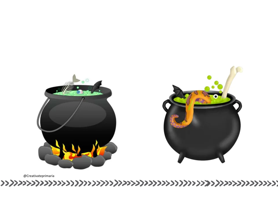 Two Halloween cauldrons for projection during the team game, where answered cards become added ingredients