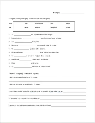Spanish -er and -ir Verb Conjugation Notes – preview 2