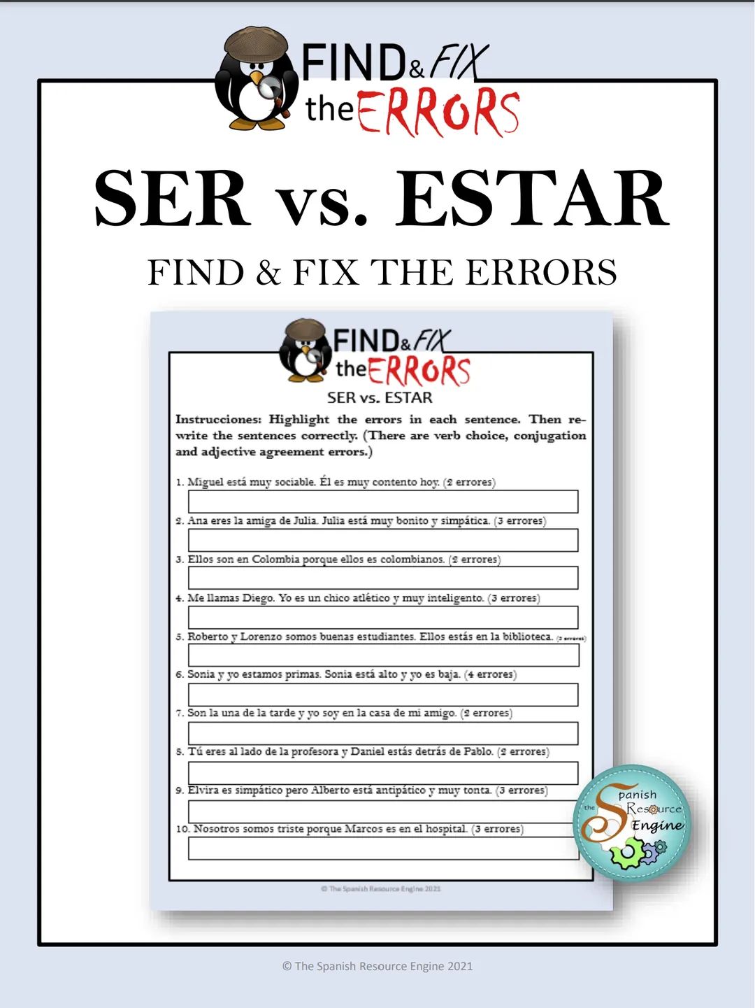 Spanish Ser vs. Estar – Find and Fix Errors – cover