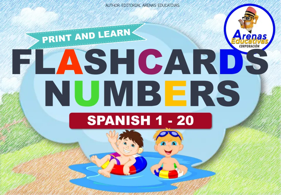 Cover of the Spanish number flashcard resource, labeled 'Print and Learn' and 'Spanish 1–20'.
