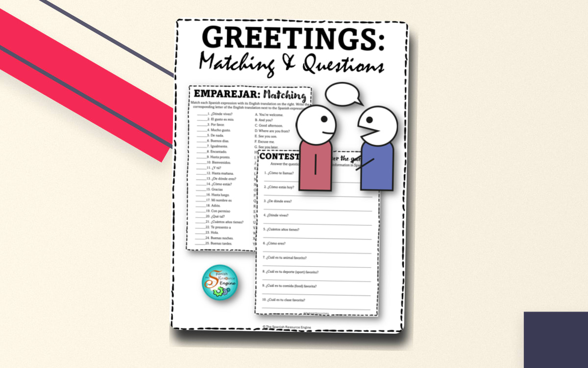 Spanish Greetings Worksheets – Match and Answer preview