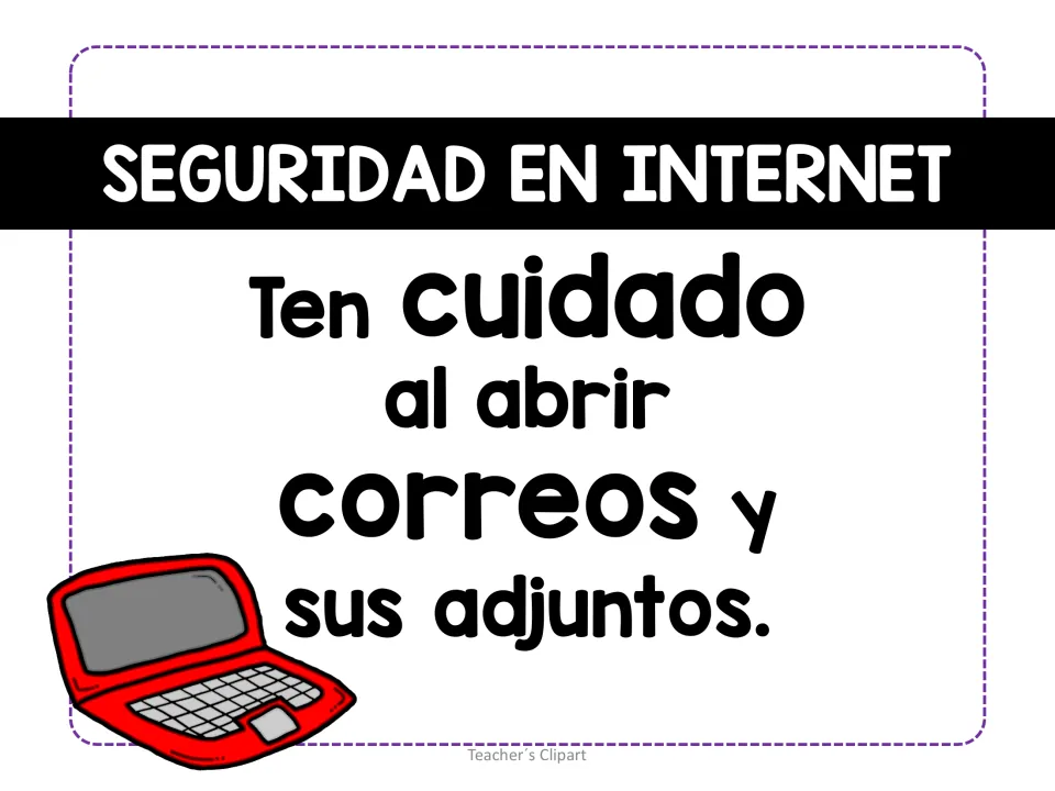 Spanish internet safety poster: be careful when opening emails and their attached files
