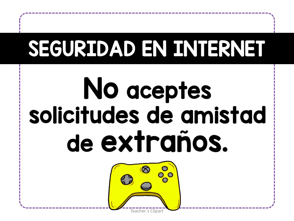 Spanish internet safety poster: do not accept friend requests from strangers while online