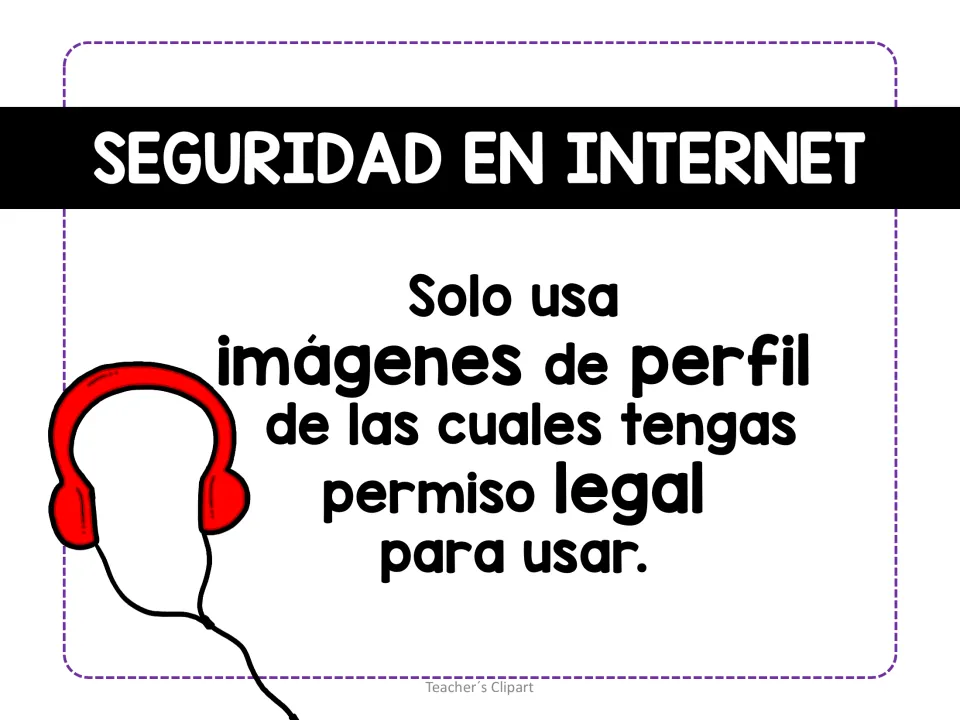 Spanish internet safety poster: use only profile images that you have legal permission to use