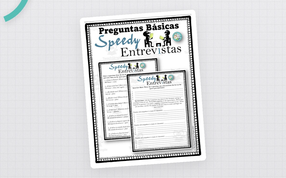 Spanish: Interview Questions preview: Teacher instructions for rotating partner interviews