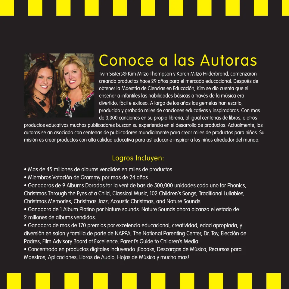 Author bio in Spanish, 'Conoce a las Autoras' (Meet the Authors): Kim Mitzo Thompson and Karen Mitzo Hilderbrand