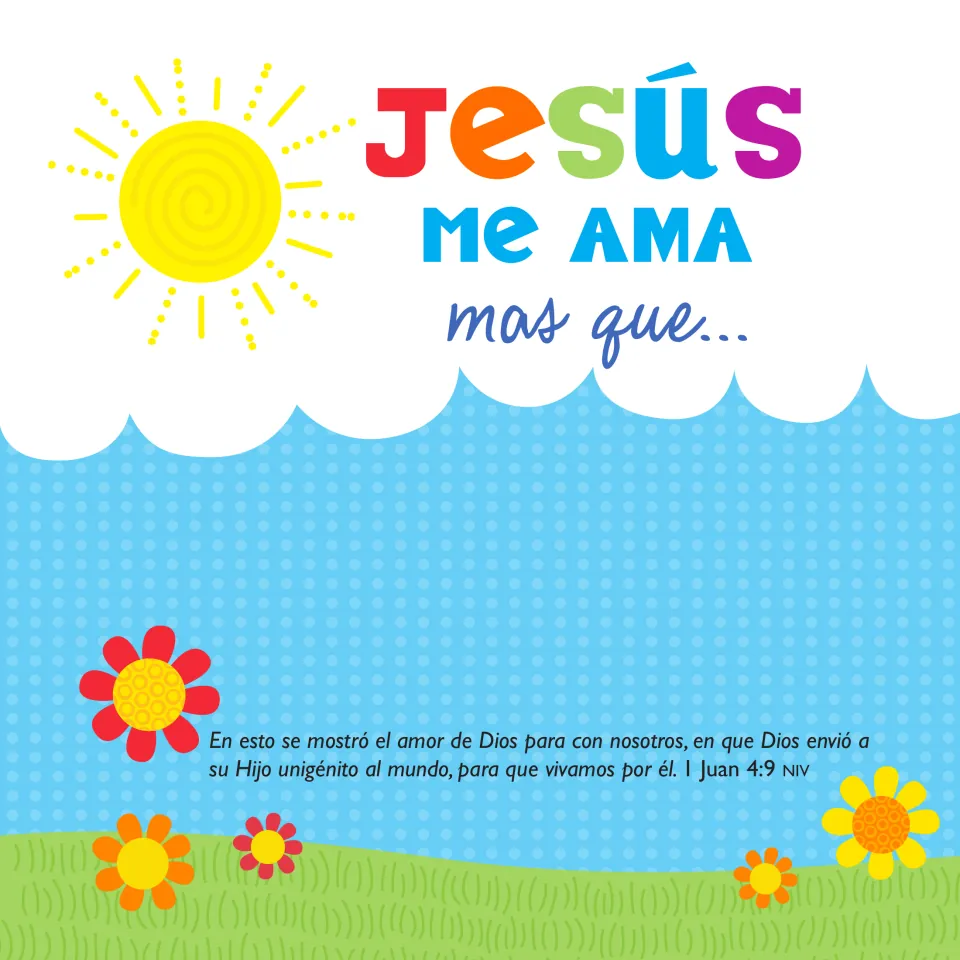 Opening page quoting 1 Juan 4:9 (1 John 4:9) in Spanish: 'En esto se mostró el amor de Dios para con nosotros'