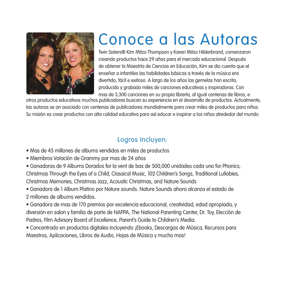 Author introduction for the Spanish eBook, naming Kim Mitzo Thompson and Karen Mitzo Hilderbrand