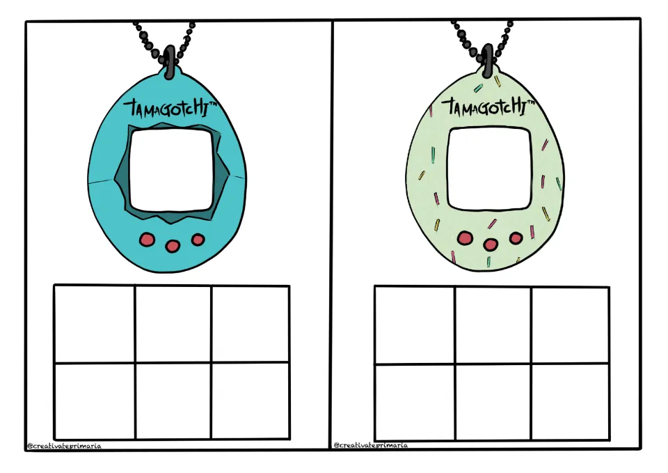 Player boards in turquoise and mint with sprinkles: six spaces below each virtual pet hold the cards a student earns