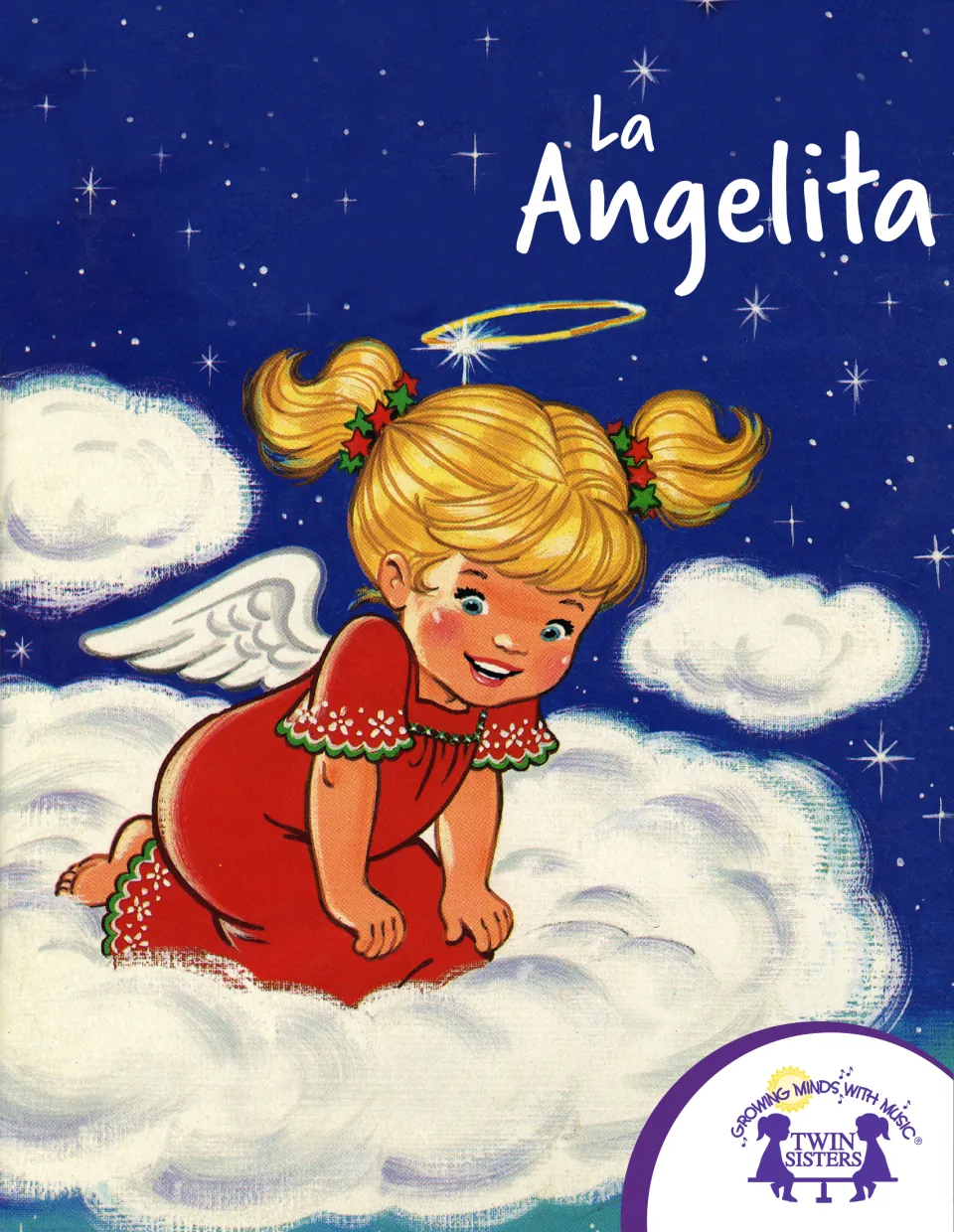 Cover of La Angelita (The Little Angel), a Spanish Christmas story, showing a young angel on a cloud