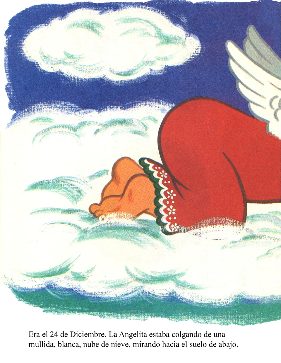 Opening story page sets the date as December 24 and describes the little angel looking down from a cloud