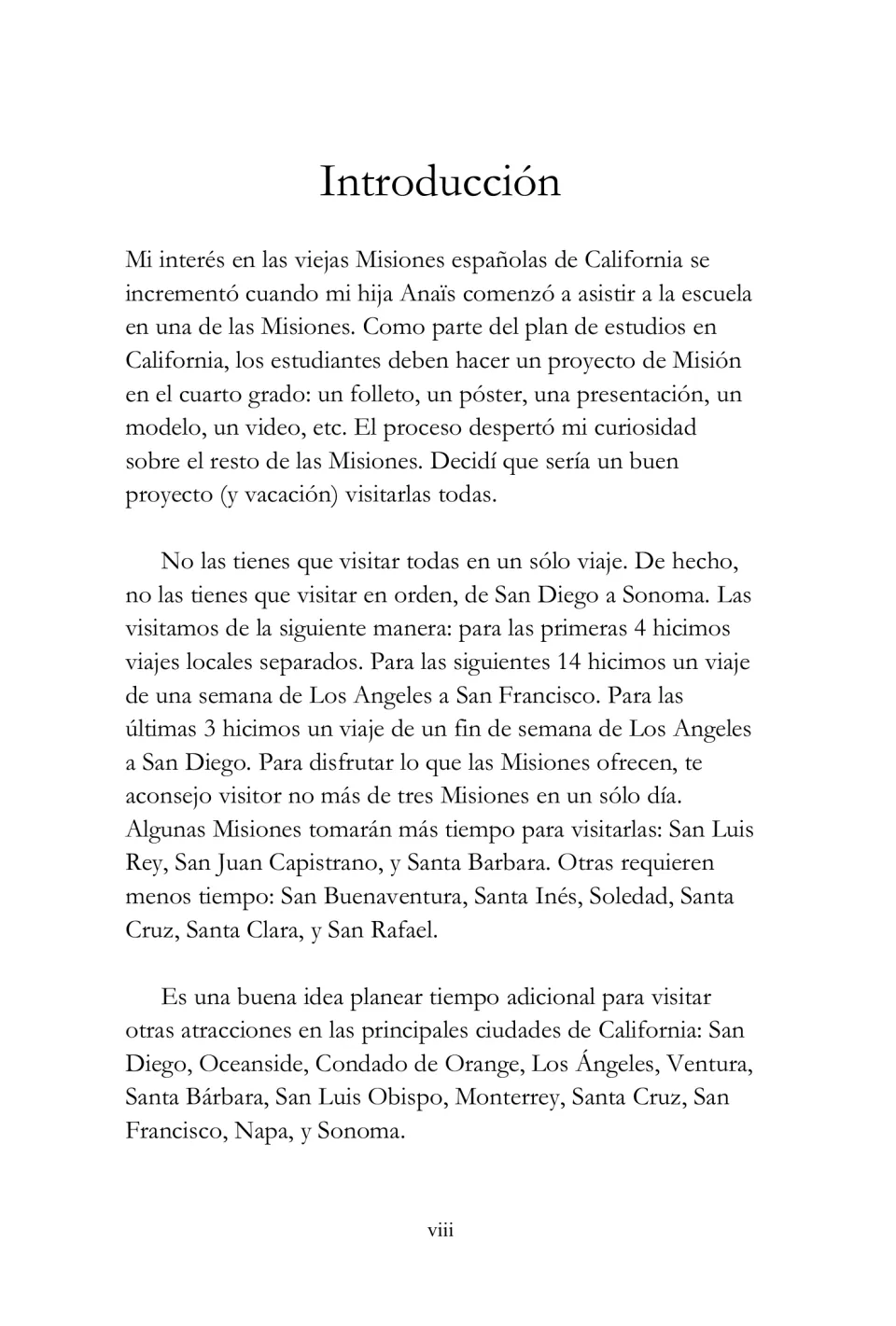 Mission guide introduction explaining the author's family trips, fourth-grade project connection, and visit tips